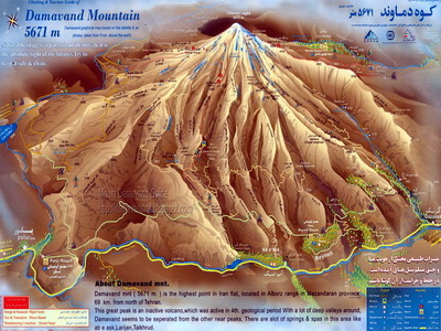 Damavand Mountain Trekking Route Maps